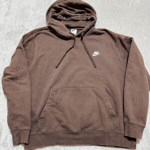 Vintage Nike Sportswear Brown Pullover Hoodie Sweatshirt Mens XL